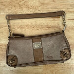 Liz Claiborne y2k micro mini shoulder bag purse gold metallic with spot